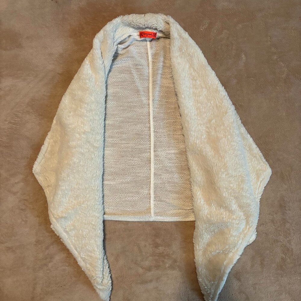 Spoiled XL Cream Faux Fur Cropped Open Front Cardigan Cozy Shrug